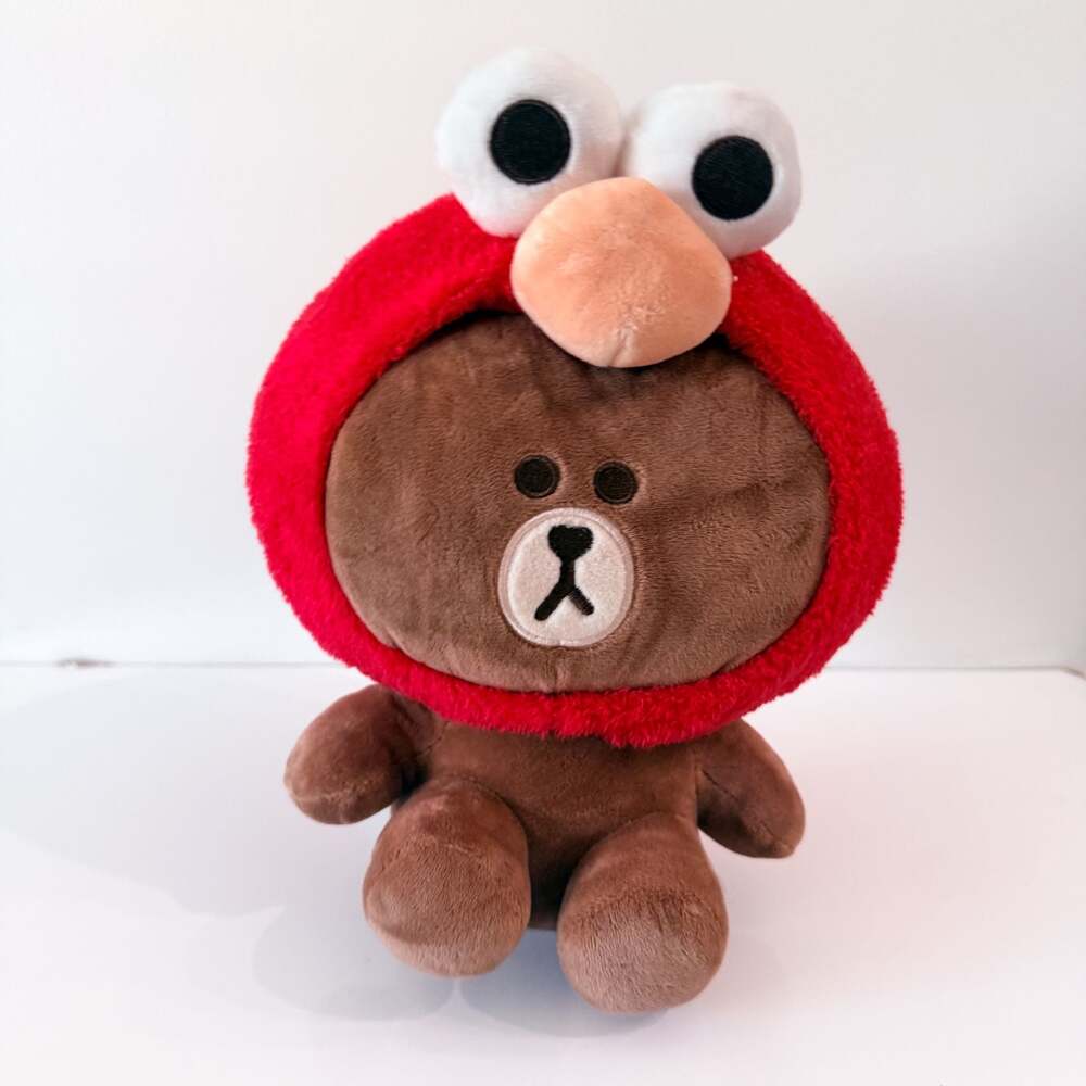 Miniso x LINE FRIENDS x Sesame Street Brown Bear Elmo Hoodie Plush Doll 10"